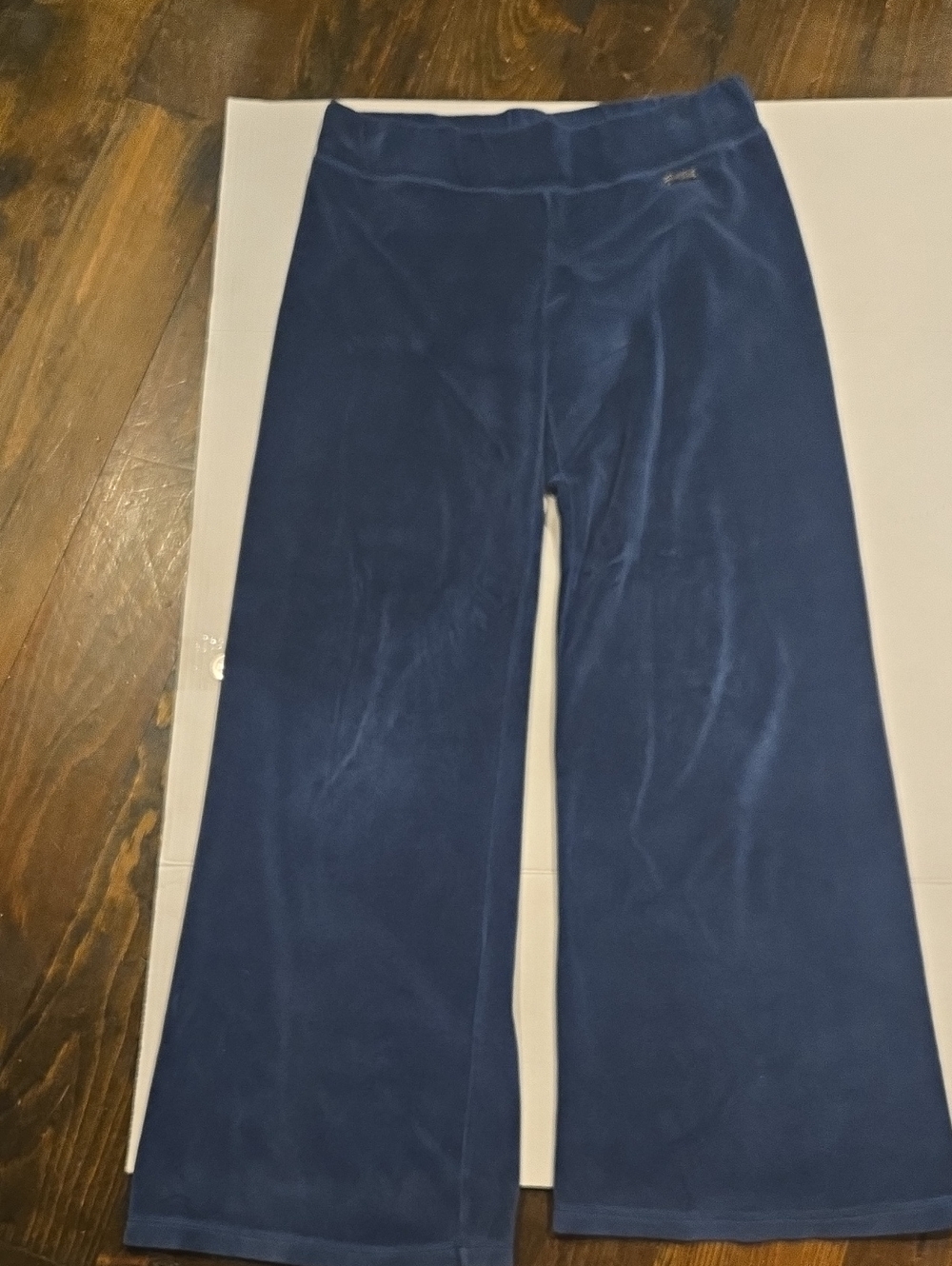 Hale Bob Teal Blue Velvet Wide-Leg Joggers Size Medium Low Rise Wide Leg Y2K